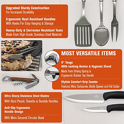 BOMKI Grilling and Camping Cooking Utensils Set for The Outdoors BBQ - Camping Utensil Set Camping Kitchen Set Cookware Accessories with Case Camping Essentials Camping Stuff Camp Cooking Set - style: Black Lite