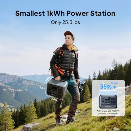 BLUETTI Elite 100 V2 Portable Power Station and Solar Cable, 1024Wh LFP Battery Backup w/ 4 1800W AC Ports (3600W Surge), 35% Smaller, Fast Charge and UPS Solar Generator for Camping, Road Trip - style: BLUETTI Elite 100 V2+Solar Charging Cable