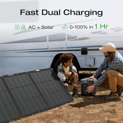 EF ECOFLOW Solar Generator DELTA 2 Max 2048Wh with 2x220W Solar Panel, LFP Battery Portable Power Station, Up to 3400W AC Output, AC + Solar Fast Dual Charging Full Charge in 1 Hr For Camping RV - style: DELTA 2 Max+2*220W Solar Panel