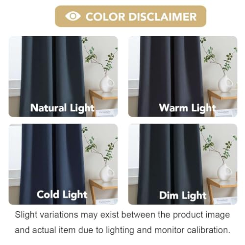 H.VERSAILTEX Linen Look 100% Blackout Curtains 45 Inches Long for Bedroom Full Light Blocking Rod Pocket 42 Inches Wide Linen Textured Thick Window Curtain Drapes with White Backing, Navy, 2 Panels - color: Navy, size: 42"W x 45"L (Pack of 2)