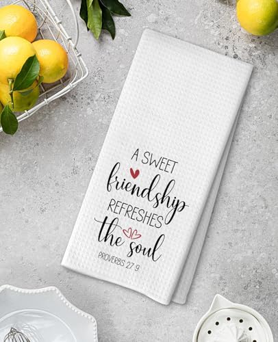 Advivio A Sweet Friendship Refreshes The Soul Kitchen Dish Towels Flour Sack Tea Towel, Kitchen Christian Gifts for Women Faith, Hostess Gifts for Women - color: A Sweet Friendship