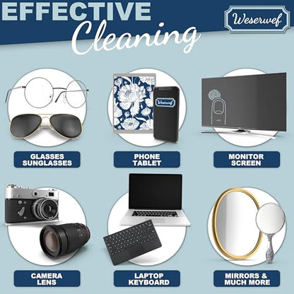 WESERWEF Design Microfiber Glasses Cleaning Cloth – Premium Cleaning Cloth for Eyeglasses, Screens, Tablets, Cameras & Lenses, 12" x 12", Ultra-Soft & Scratch-Free (Blue Poppies) - color: blue poppies