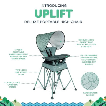 Baby Delight Go with Me Uplift Deluxe Portable High Chair | Travel High Chair | Sun Canopy | Indoor and Outdoor | Green Garden - color: Green Garden