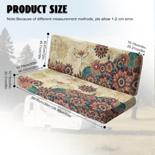 Boho Mandala Dragonfly Pattern 2 PCS RV Dinette Cushion Covers Wear-Resistan Camper Seat Covers Dinette Booth Camper Cushion Slipcover Sofa Slipover for Travel Trailer Couch - color: Boho Mandala Dragonfly