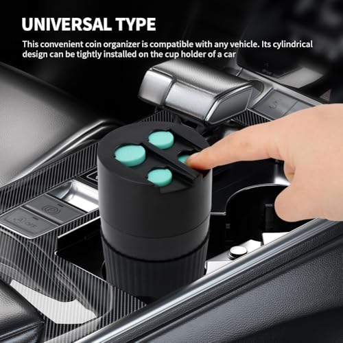 4-Slot Car Coin Holder, Large Capacity Coin Organizer, Universal Car Coi-n Dispenser Storage for Cup Holder, Change Holder Compatible with Most Vehicles & Trucks(Color:Black)