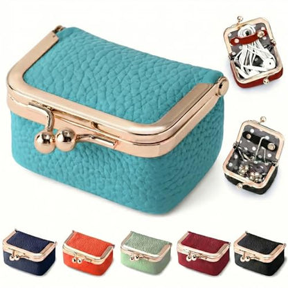 Zivyes Mini Jewelry Box Travel Small Coin Purse Organizer Case Genuine Leather Tiny Size (sky blue) - color: sky blue