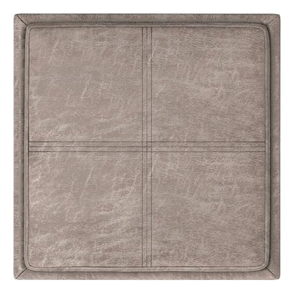 SIMPLIHOME Rockwood Cube Storage Ottoman with Tray - 17" Wide x 17" High Upholstered Vegan Leather Square Storage Ottoman in Distressed Grey Taupe, Contemporary Cube Ottoman with Serving Tray - color: Distressed Grey