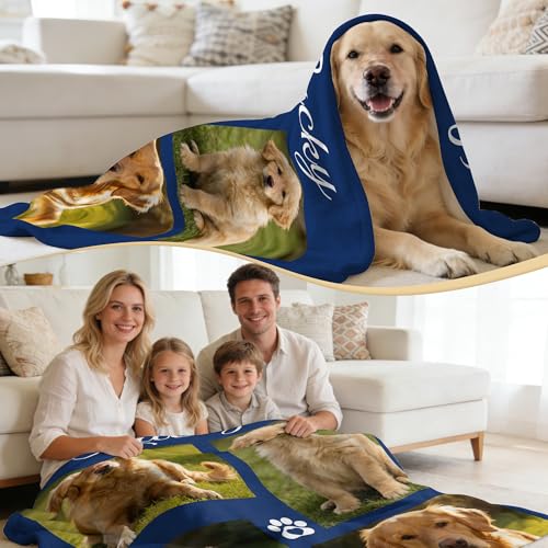 Custom Dog Blanket with Photo, Personalized Pet Memorial Gift, Personalized Pets Pictures Blanket with Name, Pet Lover Pets Memorial Gifts for Dogs, Customized Puppy Bereavement Passing Away Gifts - color: Design15