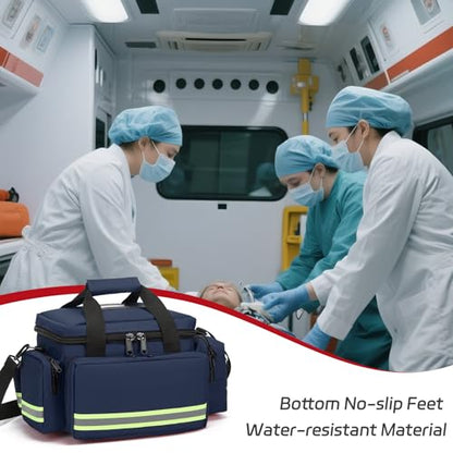 Medical Bag Empty Emergency Bag Medical Bag Organizer Professional First Responder Trauma Bag，First Aid Bagwith Detachable Dividers Medical Bag for Nurses,Home Health Care, EMT(Bag Only) - color: Blue