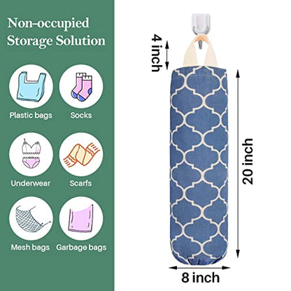 Plastic Bag Holder, Washable Grocery Bag Holder for Plastic Bags, Strong Plastic Bag Storage Dispenser with Hanging Loop, Wall Mount Trash Bag Dispenser for Home Kitchen Cabinet (Navy Blue) - color: Navy Blue