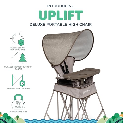 Baby Delight Go with Me Uplift Deluxe Portable High Chair | Travel High Chair | Sun Canopy | Indoor and Outdoor | Sandstone - color: Sandstone