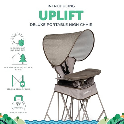 Baby Delight Go with Me Uplift Deluxe Portable High Chair | Travel High Chair | Sun Canopy | Indoor and Outdoor | Sandstone - color: Sandstone