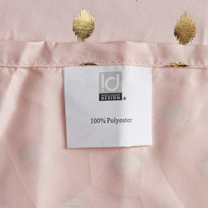 Intelligent Design Microfiber Cozy Bed Sheet Set, Modern All Season Bedding & Pillowcases, Premium 14" Elastic Pocket Fits up to 16" Mattress, Twin XL Blush/Gold Metallic Dot 3 Piece - color: Blush/Gold Metallic Dot, size: Twin XL