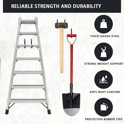 6 Pack Garage Hooks Heavy Duty with EVA Pads and Rubber End Caps, 9.48inch Steel Kayak Storage Hooks for Hanging Bikes, Ladders, Folding Chairs and Garden Tools