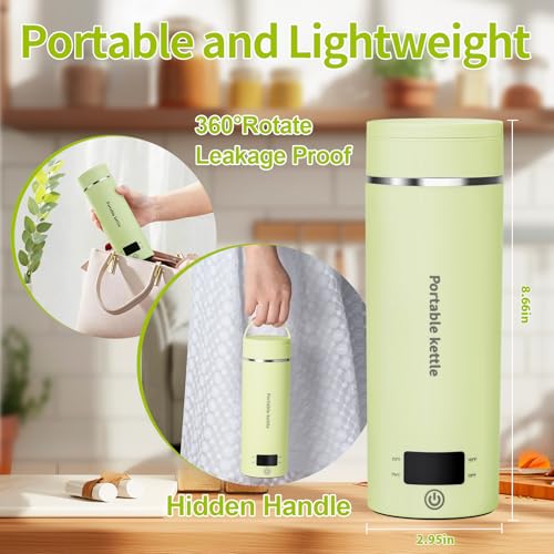 Portable Electric Kettle Travel Kettle,Small Hot Water Boiler with 4 Temperature Settings,Fast Boiling Water with Auto Shut-Off and Boil Dry Protection,BPA-Free,304 Stainless Steel 400ml
