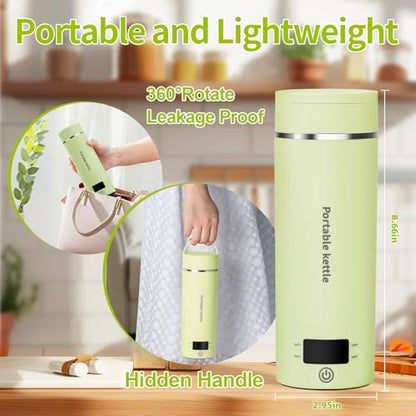 Portable Electric Kettle Travel Kettle,Small Hot Water Boiler with 4 Temperature Settings,Fast Boiling Water with Auto Shut-Off and Boil Dry Protection,BPA-Free,304 Stainless Steel 400ml