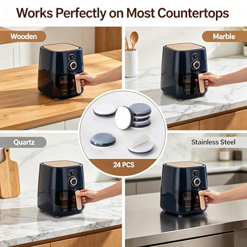 Appliance Sliders for Kitchen 24 PCS Self-Adhesive Small Kitchen Finds Appliance Slider Hacks Easy to MovIing & Space Saving Must Have Home Gadgets Mixer Accessories for Countertop - size: 24Pcs-19mm-Grey
