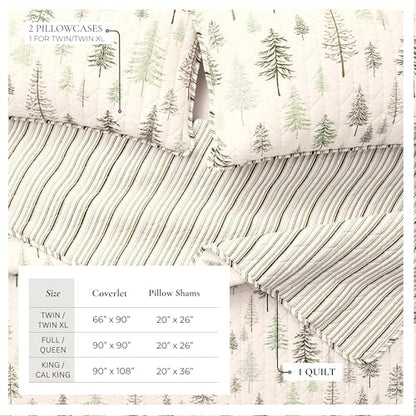 Great Bay Home Lodge Quilt Set - 3-Piece Full/Queen Size Rustic Bedding Set - Lightweight, All-Season, Reversible Bedspread (Lodge Trees) - color: Lodge Trees, size: Full / Queen