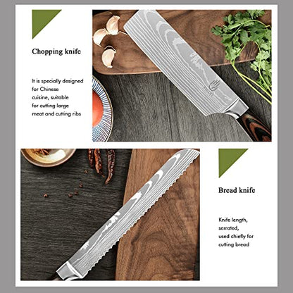 FULLHI Knife Set, 14pcs Japanese Knives Set, Premium German Stainless Steel chef Knife Set - color: Coffee wood, size: 14 Piece Knife Set