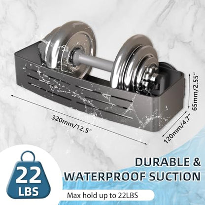 Onemake Suction Cup Shower Caddy, No Drilling Bathroom Organizer Shelf, Strong Vacuum Suction Holds Up to 22 lbs, Removable Shower Shelf for Tile Glass, Kitchen & Bathroom Storage Basket - style: 1 Tier-Gray Square Caddy