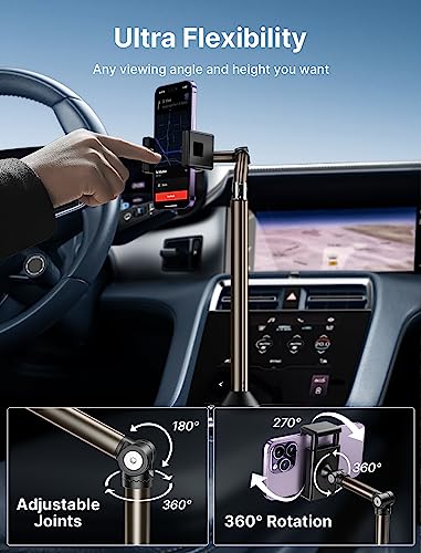 JSAUX Car Cup Holder Cellphone Mount, Metal Long-Arm Ultra Stable Phone Holder for Car Cupholders - Adjustable for iPhone 16 15 Pro Max 13 12 11, Samsung Galaxy S24 S23 Ultra, Google Pixel 9 Pro - color: ClipMount