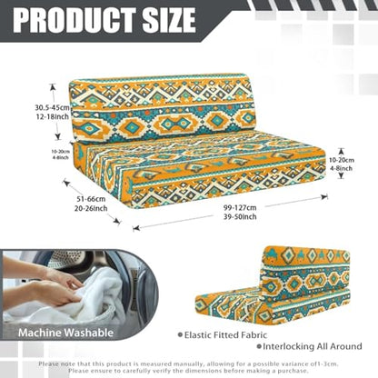 RV Couch Cover Set - 2 Pcs Aztec Tribal Print Slip Covers for Sofa Bed & Camper - color: Aztec Tribal