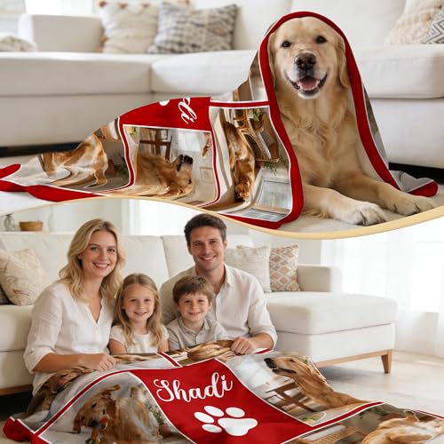 Custom Dog Blanket with Photo, Personalized Name Blanket with Pet Picture, Pets Memorial Gifts for Dogs Lovers, Customized Pet Memorial Remembrance Loss of Dog Sympathy Gifts - color: Design13