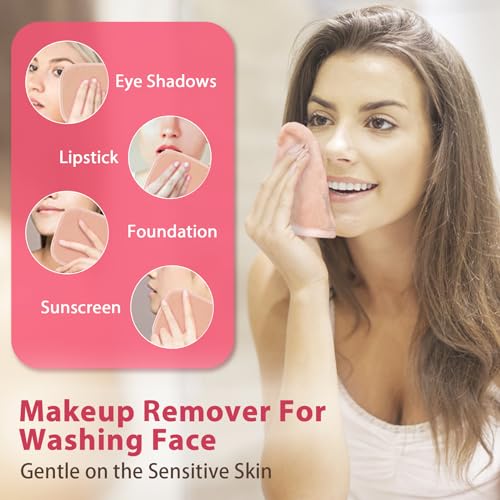 Natwag Makeup Remover Cloth, 6" x 6" Make Up Towels Reusable Face Cloth for Washing Face, 12 Pack Makeup Remover Pads Microfiber Face Washcloth with Mesh Bag, Beige - color: Beige