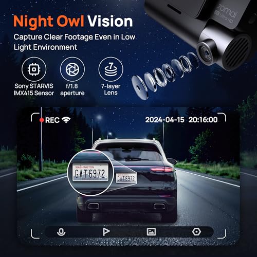 70mai 4K Dash Cam Front and Rear with STARVIS, Dashcam with 5GHz WiFi, GPS Car Camera, Super Night Vision, ADAS, 3'' IPS Screen, 24H Parking Mode, Time-Lapse, Loop Recording, Support 256GB Max (A800S) - size: A800S-1