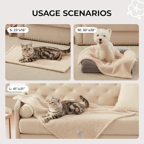1 Pack 3 Calming Blankets Fluffy Premium Fleece Pet Blanket Soft Sherpa Throw for Dog Puppy Cat Beige Small (23" x16'') - color: Beige, size: Small (Pack of 3)