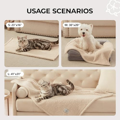 1 Pack 3 Calming Blankets Fluffy Premium Fleece Pet Blanket Soft Sherpa Throw for Dog Puppy Cat Beige Small (23" x16'') - color: Beige, size: Small (Pack of 3)