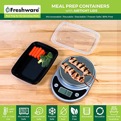 Freshware Meal Prep Containers [50 Pack] 1 Compartment Food Storage Containers with Lids, Bento Box, BPA Free, Stackable, Microwave/Dishwasher/Freezer Safe (16 oz) - size: 16OZ_50PK