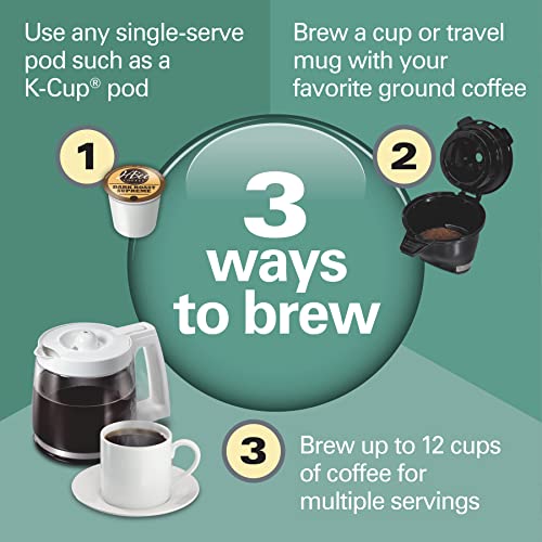 Hamilton Beach FlexBrew Trio 2-Way Coffee Maker, Compatible with K-Cup Pods or Grounds, Combo, Single Serve & Full 12 Cup Coffee Pot, White, Fast Brewing, Removeable Reservoir - color: White, Fast Brewing, Removable Reservoir