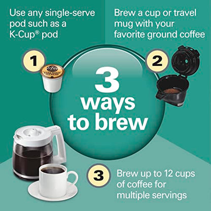 Hamilton Beach FlexBrew Trio 2-Way Coffee Maker, Compatible with K-Cup Pods or Grounds, Combo, Single Serve & Full 12 Cup Coffee Pot, White, Fast Brewing, Removeable Reservoir - color: White, Fast Brewing, Removable Reservoir