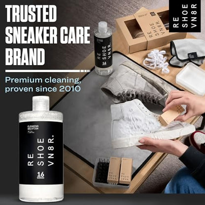 RESHOEVN8R Shoe Cleaning Solution - Sneaker Cleaner & Shoe Care for Canvas, Leather, Mesh, Suede, White, & Nubuck Shoes - style: 16 Oz