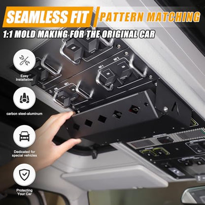 Car Interior Overhead Storage Basket Compatible with 2022-2025 INEOS Grenadier Multi-Functional Roof Panel Expansion Storage Rack Basket Aluminum Alloy Flip-Top Model Cargo Racks