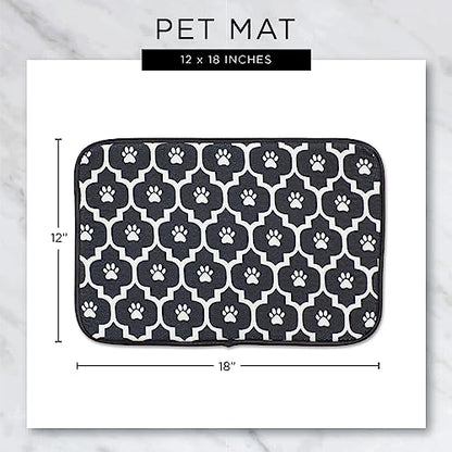Bone Dry Machine Washable, Ultra Absorbent Pet Mat, 12x18, Stone/Off-White Lattice - color: Stone/Off-White Lattice, size: 12"L x 18"W