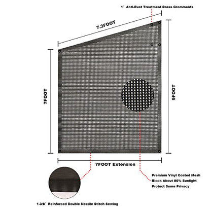 Tentproinc RV Awning Side Sun Shade Screen 9'X7' Mesh Sunshade for RV Awning Sunscreen Motorhome Camping Trailer Awning Screenshade Block UV Glare - 3 Year Warranty (Black) - color: Black