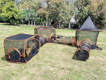 6 in 1 Cat Enclosure Cat Tunnel for Outside Rabbit and Small Animals Tent with Carry Bag - style: Styles 5
