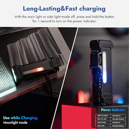 WUBEN X4 EDC Flashlight Rechargeable with RGB Light | 1500 Lumens Mini Tactical Flashlight with Clip, Small Handheld Flashlight for Camping,Emergency,Night Reading&Night Walks Ecl - color: Black