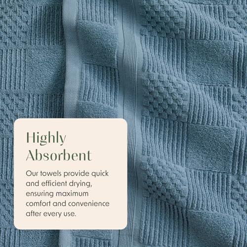 Springtree Home 100% Cotton Bath Towel Set of 4 | Blue Towels | Geometric Textured Design | Absorbent & Quick-Dry | 4 Bath Towels | Oeko-TEX® Standard 100 Cotton | Myla Collection - Arona Blue - color: Arona Blue, size: Bath Towel (4 Pack)
