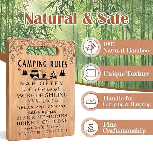 Camping Rules Cutting Chopping Board, Gifts for Camping Lovers, Camper Gifts for Women Men, Bamboo Cutting Boards for Kitchen - color: Camping C