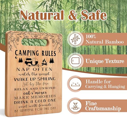 Camping Rules Cutting Chopping Board, Gifts for Camping Lovers, Camper Gifts for Women Men, Bamboo Cutting Boards for Kitchen - color: Camping C