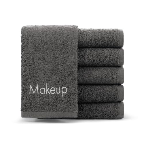 Arkwright Makeup Remover Fingertip Towels 6 Pack - 100% Cotton Face Towels, Soft Reusable Washcloths, Gentle Facial Cleansing for Waterproof Makeup, 11 x 17, Grey - color: Grey, size: 11 x 17 in