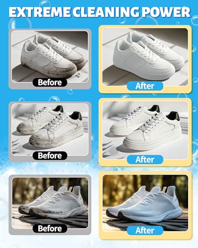 Jevvu Shoe Cleaner, Sneaker Cleaner Kit with Brush and Towel, Deep Clean Shoe Cleaning Kit for White Shoes - size: 6.76 fl oz