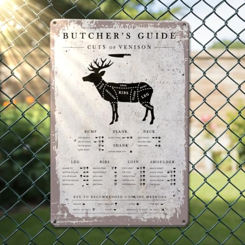 Funny Kitchen Butcher Deer Cuts Guide Metal Tin Sign Vintage Kitchen Coffee Bar Restaurant Cabin Lake House Home Decor 7 x 10.5 Inch - color: Wall decor-30