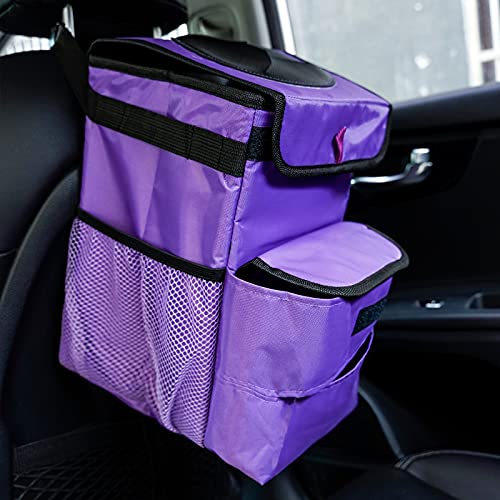 Car Trash Can Foldable Garbage Bin Leakproof 2.3 Gallons Purple - color: Purple, size: Standard