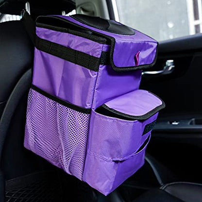 Car Trash Can Foldable Garbage Bin Leakproof 2.3 Gallons Purple - color: Purple, size: Standard