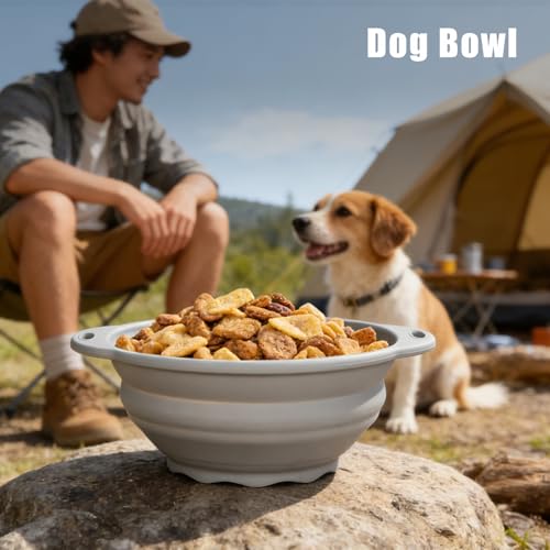 Collapsible Silicone Mixing Bowl - 1800ml(60 fl oz) - BPA Free, Dishwasher Safe, Non-Slip Base Space Saving for Kitchen, Camping & Travel (Blue) - color: Gray