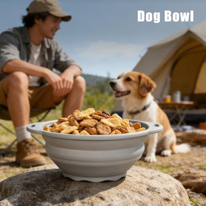 Collapsible Silicone Mixing Bowl - 1800ml(60 fl oz) - BPA Free, Dishwasher Safe, Non-Slip Base Space Saving for Kitchen, Camping & Travel (Blue) - color: Gray
